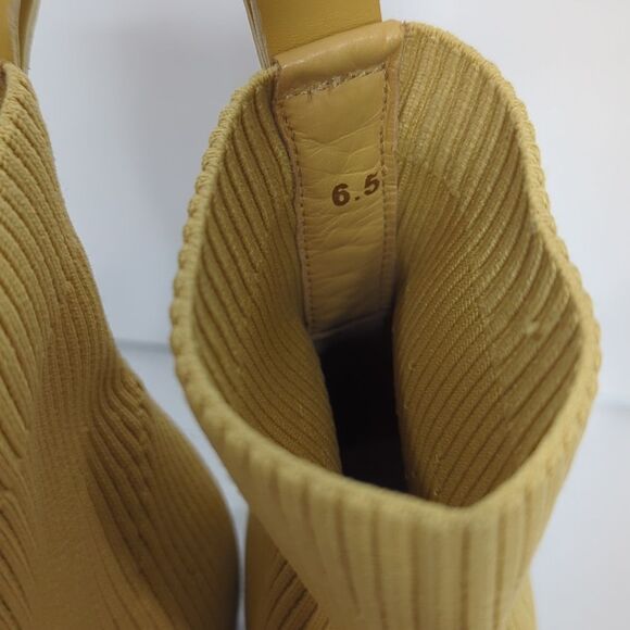 Everlane Glove Boot Gold Knit Pull On Bootie Ankle Heeled Shoes Womens Size 6.5 - Picture 5 of 15